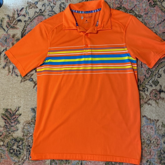 ST Andrews Bright (Neon) Striped S/S Golf Polo! Like NEW!๐๏ธโโ๏ธโณ๏ธ๐ฅ๐, Big Small - Picture 2 of 12